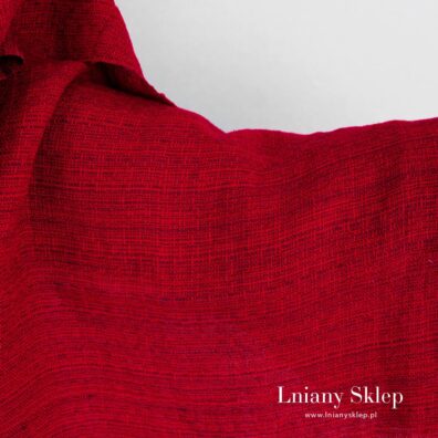 czerwony prany gęsty len.