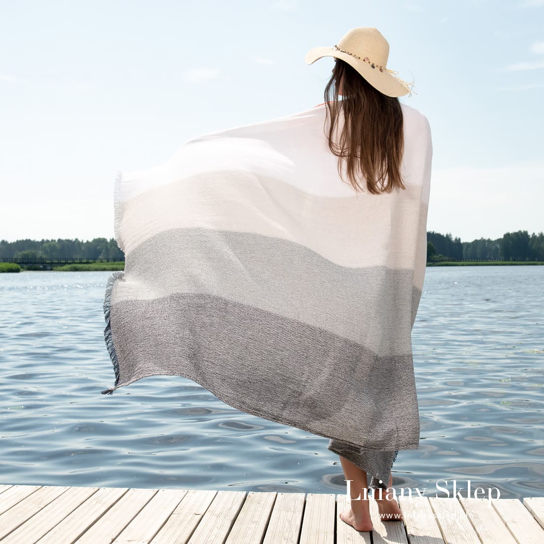 POSITANO szary ręcznik plażowy.