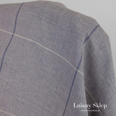 Szeroki len z bawełną w kratkę.