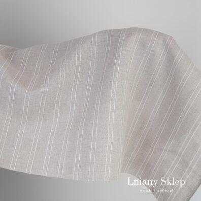 Tkanina niebarwiony len w paski.