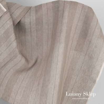Tkanina lniana w piaskowe paski.