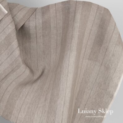 Tkanina lniana w piaskowe paski.