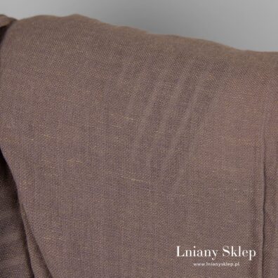 Fioletowa w szarość tkanina lniano - bawełniana.