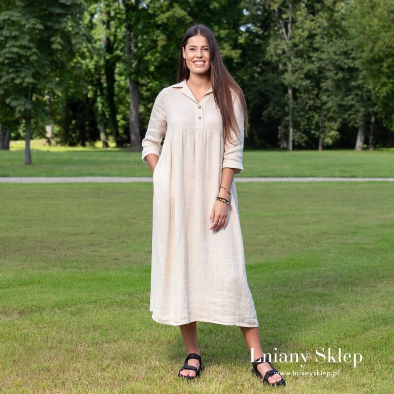 MONTANA INA piaskowa sukienka.