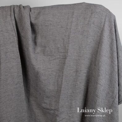 Prany szeroki len z bawełną w melanżu piaskowym i szarym.