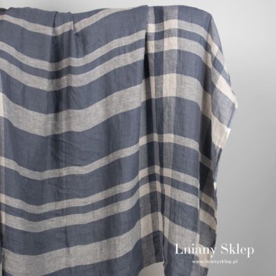 Szary w pasy prany len.