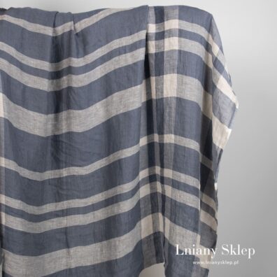 Szary w pasy prany len.