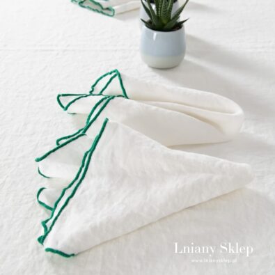 ARVO biała serwetka jaskrawy zielony brzeg.