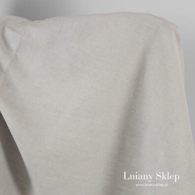 Szarawy w zygzak len z bawełną.