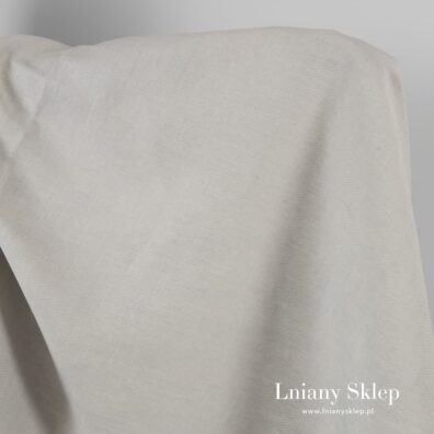 Szarawy w zygzak len z bawełną.