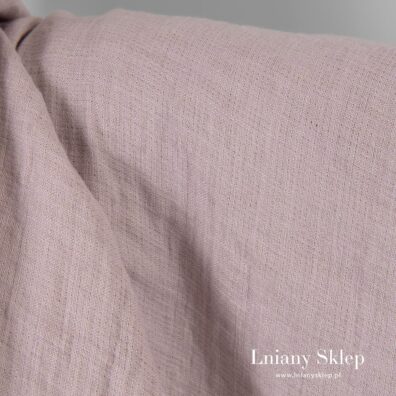 Liliowa prana tkanina lniana.