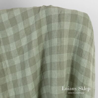 Prany, miękki len w zieloną kratkę.