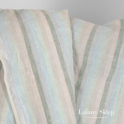 Prany len w paski na odzież i tekstylia domowe.