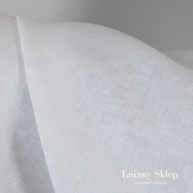 Biały len z bawełną w krateczkę.