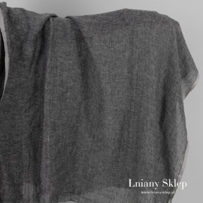 Prany czarny z białym len.