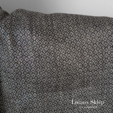 Tkanina lniana w czarno - szare romby.