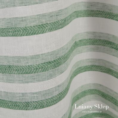 Biało - zielony len 100% na odzież i tekstylia domowe.