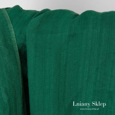 Zielony prany len w pionowe paski.