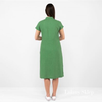 NICOLE zielona sukienka. Widok z tyłu.