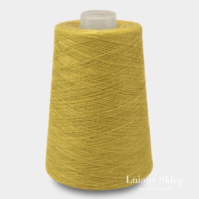 Przędza lniana żółta w zieleń.