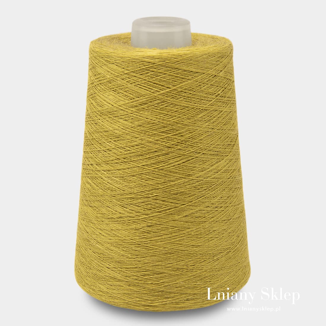 Przędza lniana żółta w zieleń.