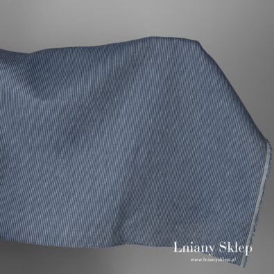 Tkanina lniana w niebieskie paski.