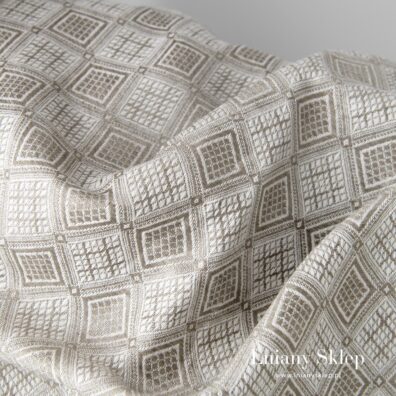 Piaskowa tkanina w romby. Na odzież i tekstylia domowe.