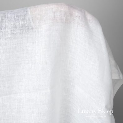 Biały rzadko tkany len 100%.