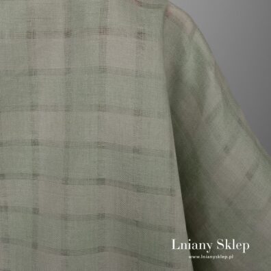 Tkanina wytkana z zielonej i szarej przędzy, melanż.