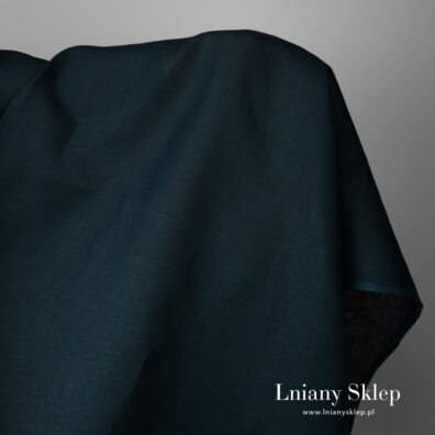 Granatowa tkanina lniana.