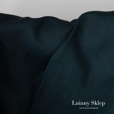 Gładko wytkany granatowy len 100%.