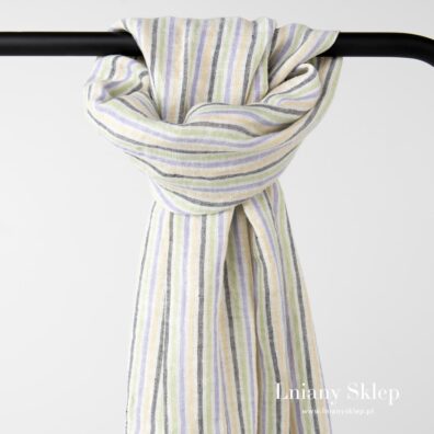 Szalik w pastelowe i czarne paski.