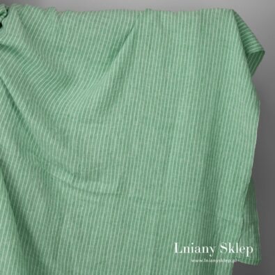 Szeroki len prany zielony w paski.