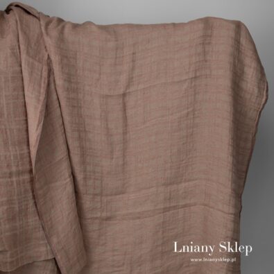 Len prany szary brąz we wzorek.