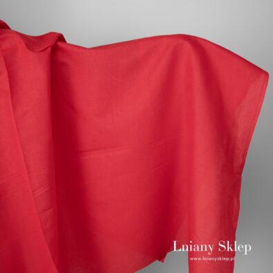 Czerwona tkanina len z bawełną.