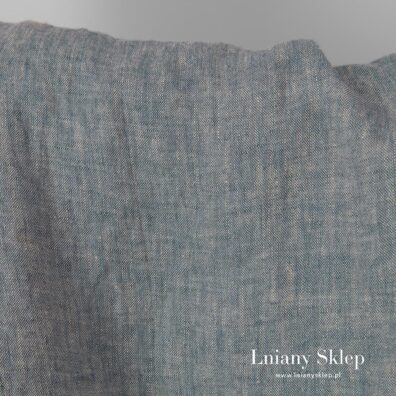 Dekatyzowany len piasek i granat w melanżu.