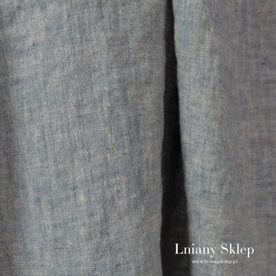 Granatowo - piaskowy melanż. Prany len.