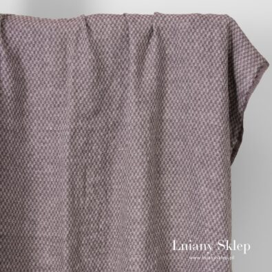 Fioletowa krateczka prana tkanina lniana.