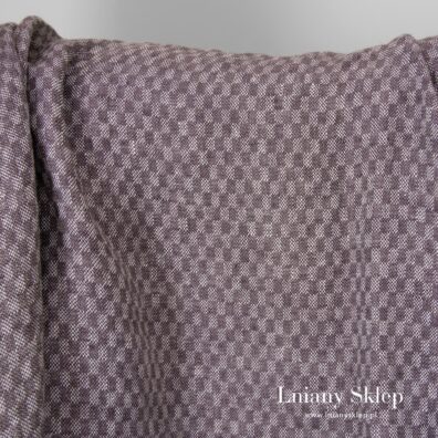 Fioletowo - białe krateczki. Prany len.