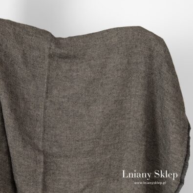 Dekatyzowana ciemna waflowa tkanina len z wełną.