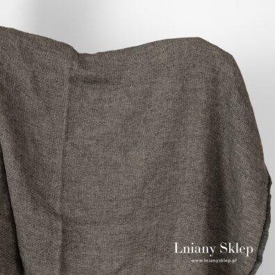Dekatyzowana ciemna waflowa tkanina len z wełną.