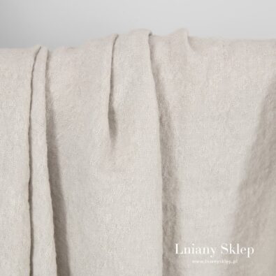 Len z wełną dekatyzowana piaskowa tkanina.