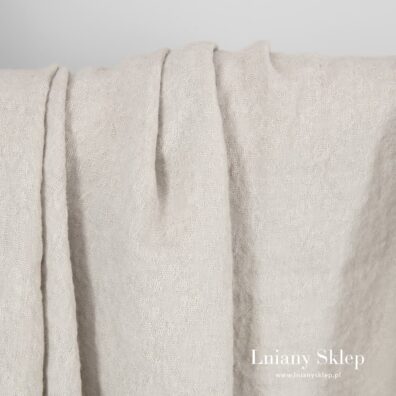 Len z wełną dekatyzowana piaskowa tkanina.