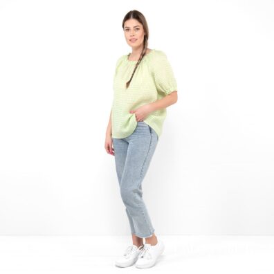 Bluzeczka z pranego lnu w krateczkę.