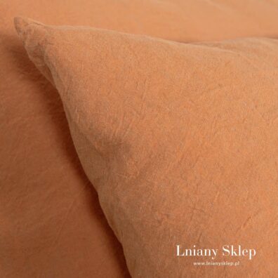 Tkanina wytkana z pomarańczowej i niebarwionej lnianej przedzy.