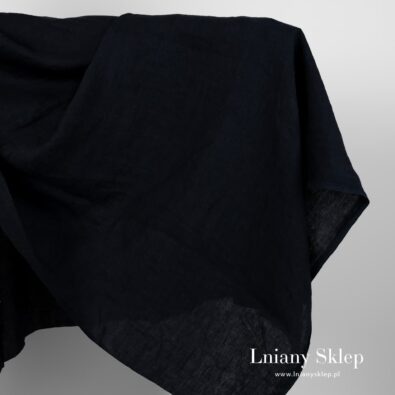 Szeroki prany czarny w granat len.