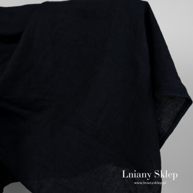 Mięciutki len czarno - granatowy melanż.