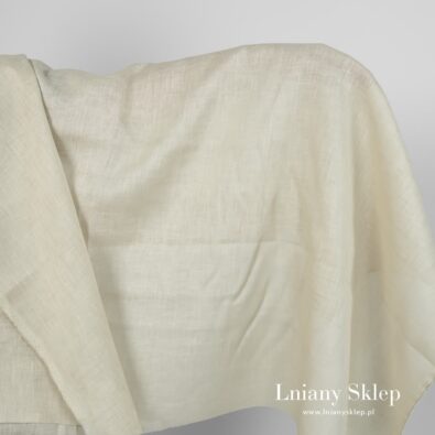 Tkanina lniana zielona w szarość.