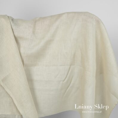 Tkanina lniana zielona w szarość.