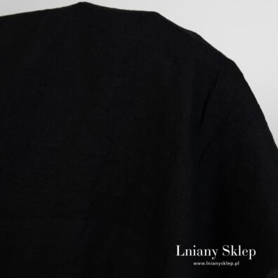 Prany czarny len na odzież i tekstylia domowe.